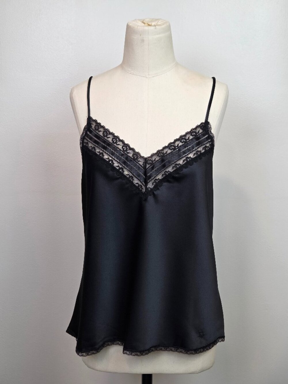 Vintage Christian Dior Monogram Black Lace Camisole | Sz L | Lingerie Cami Tank